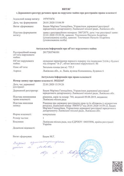 Витяг про реєстрацію права комунальної власності вул. Конюшинна, 6 (725,5 кв.м).jpg