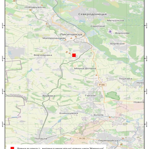 Ділянка по пласту l5, виділена в межах вільної ділянки шахти «Матроська» оглядова карта.jpg