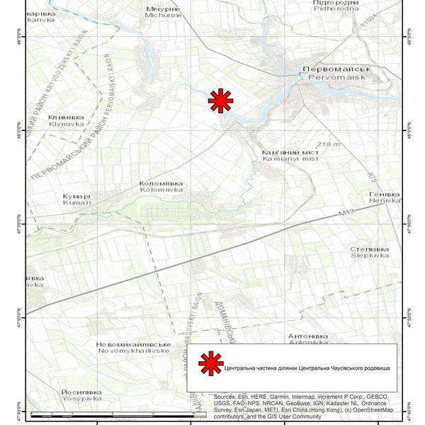 Центральна частина ділянки Центральна Чаусівського родовища оглядова карта.jpg